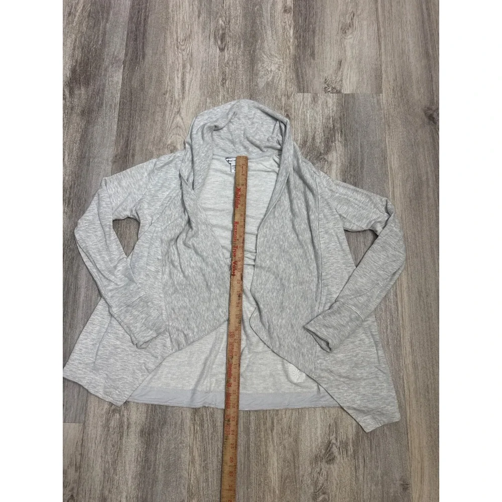 Athleta Pranayama Wrap Heathered Gray Open Front Cardigan XXS Thumbholes Shawl